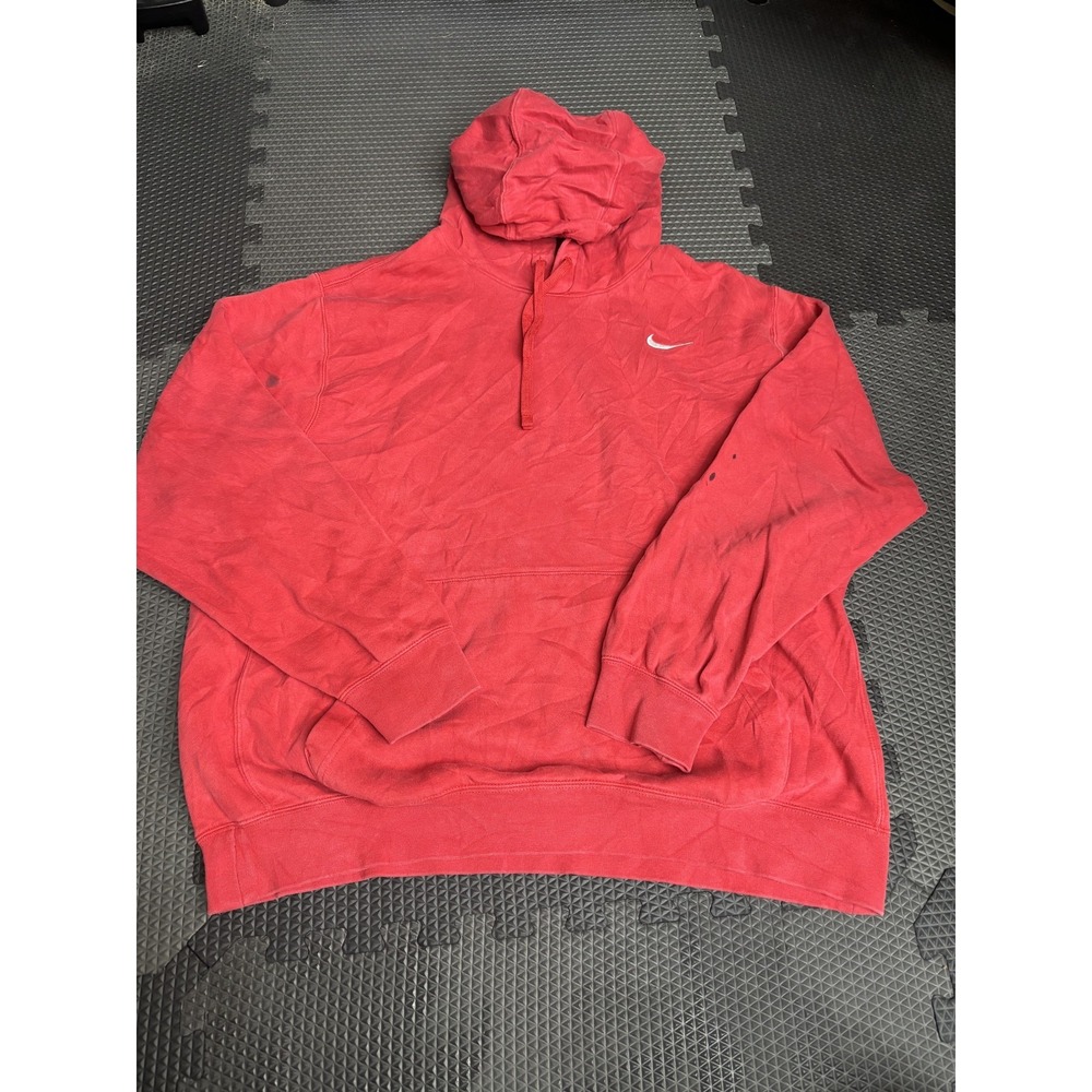 Nike Men's XL Washed Red Pullover Hoodie Sweatshirt Activewear Hooded